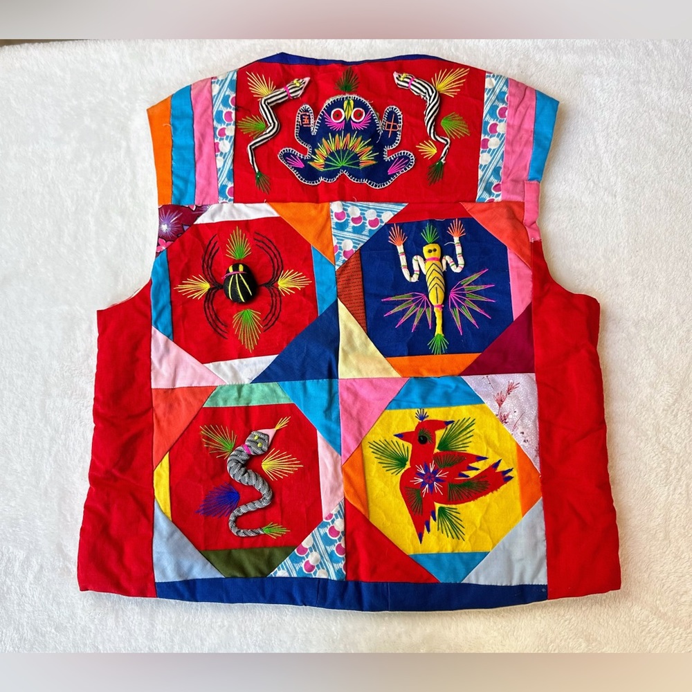 Embroidered Dragon Design Patchwork Vest Size Med… - image 6